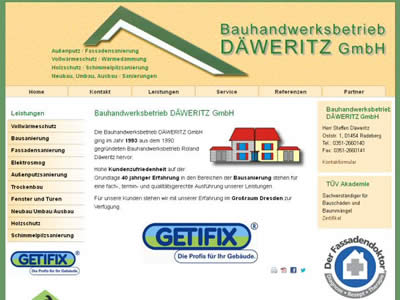 Impressum Bauunternehmen/Bauhandwerksbetrieb Däweritz GmbH, Dresden/Sachsen